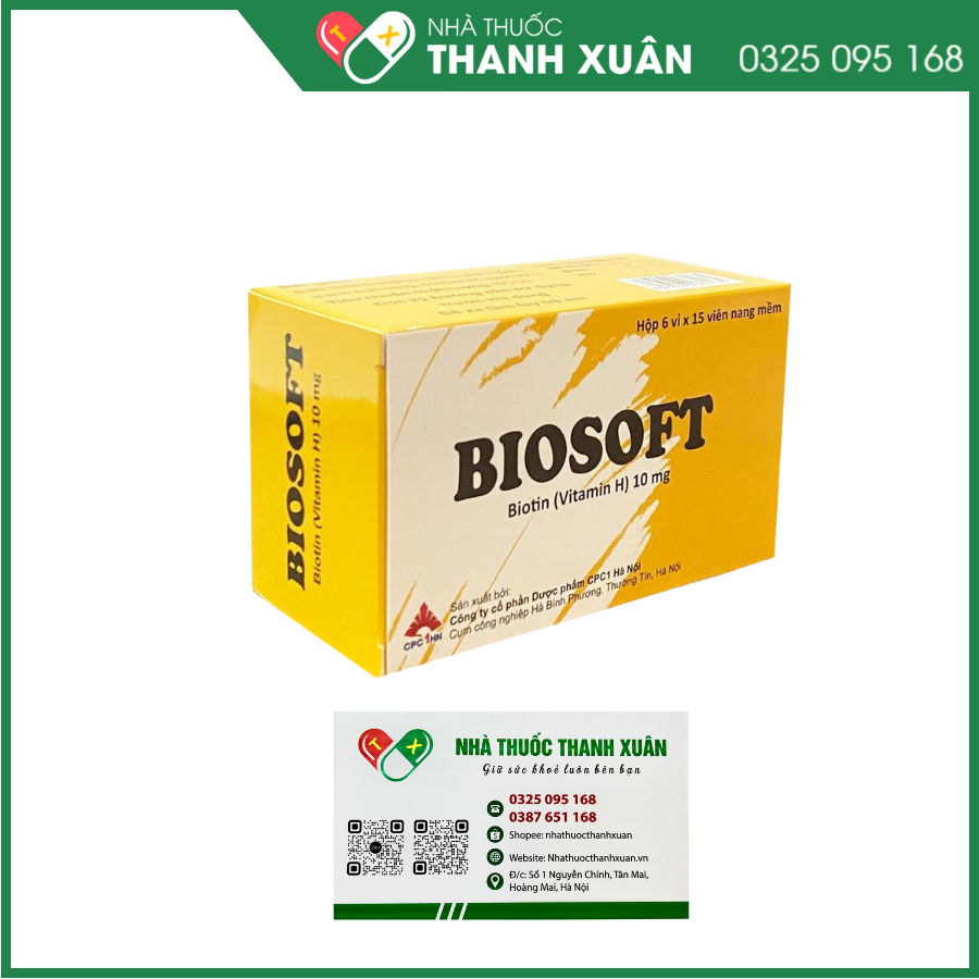 Biosoft 10mg điều trị biến chứng và phòng bệnh gây ra bởi sự thiếu hụt Biotin
